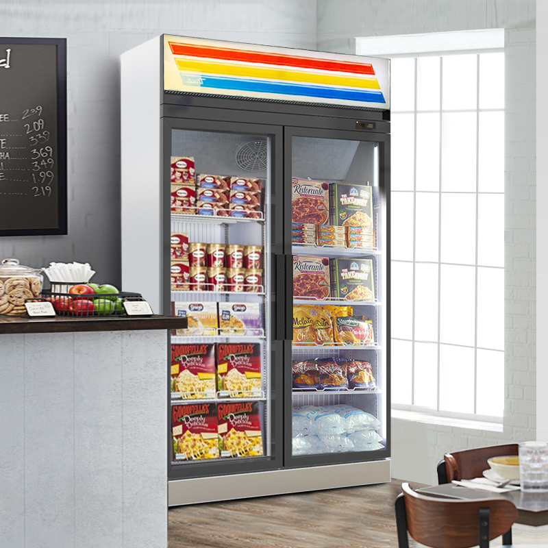 Quick Freezing Supermarket Commercial Upright Display Refrigerator Freezer  For Frozen Food
