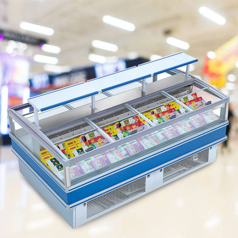 Supermarket Plug-In Deep Frozen Food Storage Island Chest Freezer Refrigerator