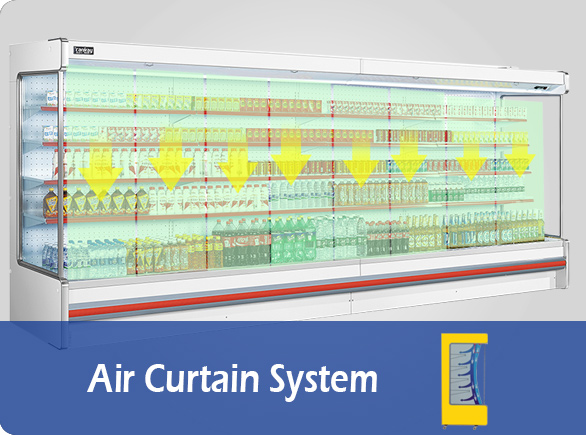 China Convenience Grocery Store Remote Multideck Open Air Curtain