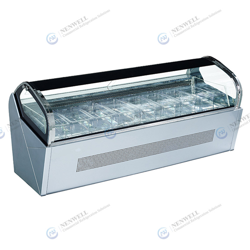Commercial Curved Glass Counter Top Deep Frozen Storage Ice Cream Display  Freezers And Fridges Price For Sale