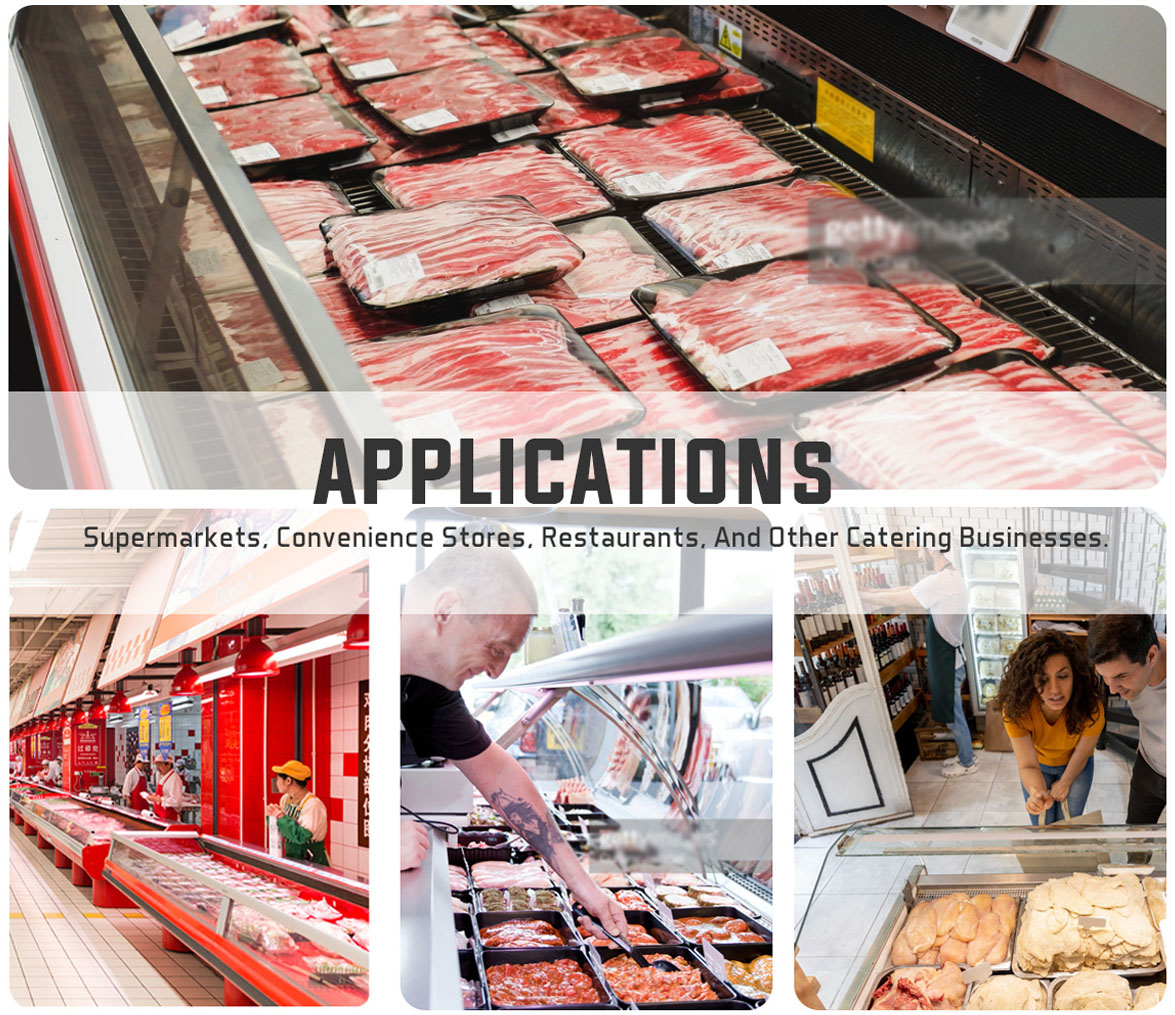 Aplicacións |NW-RG20A Supermercado Carne fresca Serve sobre NW-RG20A Mostrador de vidro illante Nevera á venda fábrica e fabricantes |Nenwell