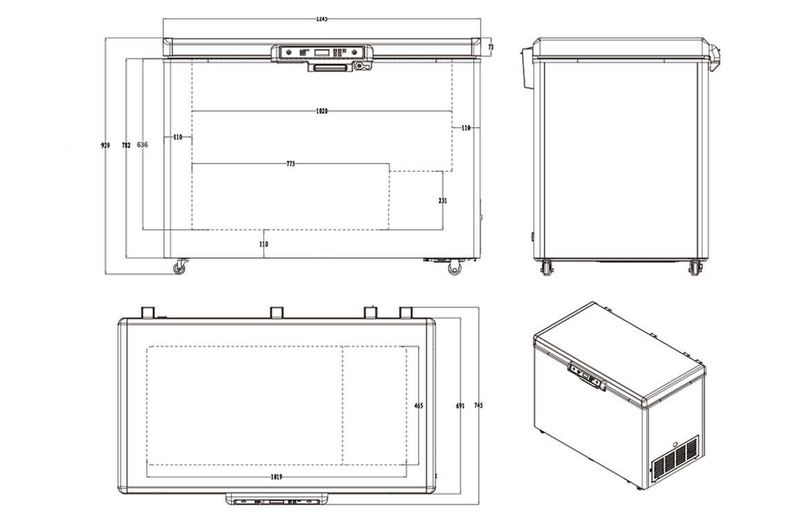 Dimensions | NW-YC275EW ice lined refrigerator price