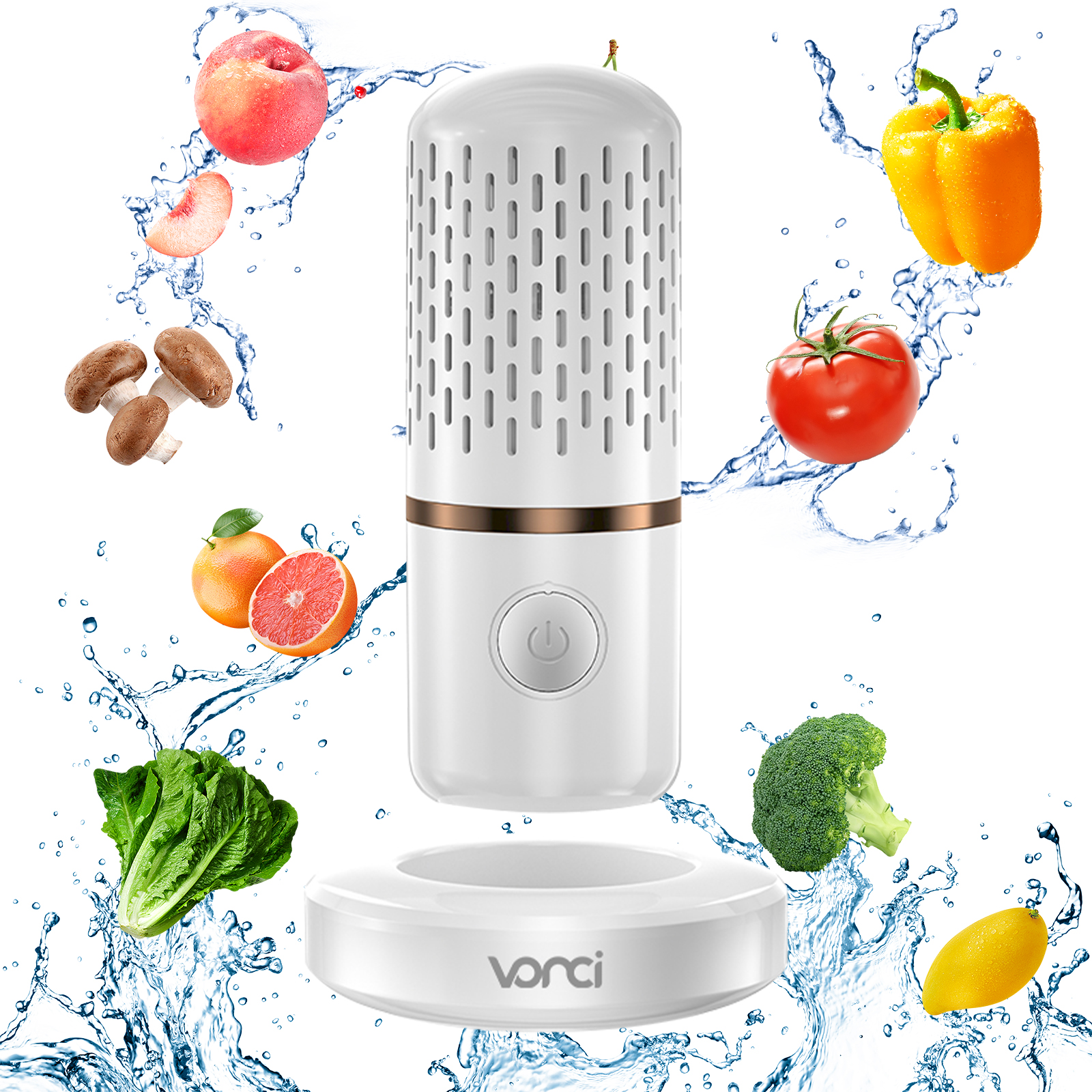 Mașină de spălat fructe și legume VONCI, purificator de alimente fără fir USB