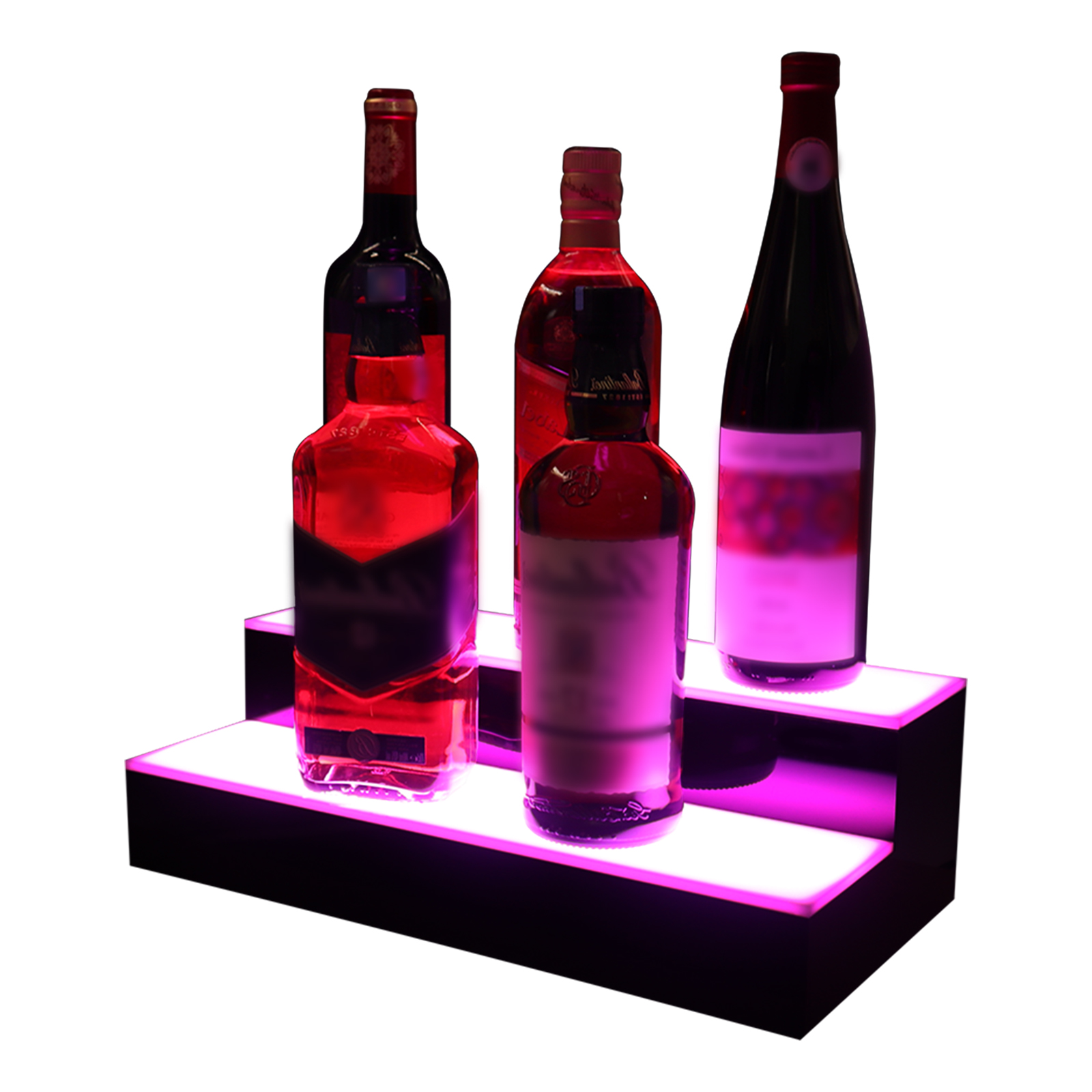 Raft de afișare pentru sticle de băuturi alcoolice iluminat cu LED VONCI, 16 inch, 2 trepte