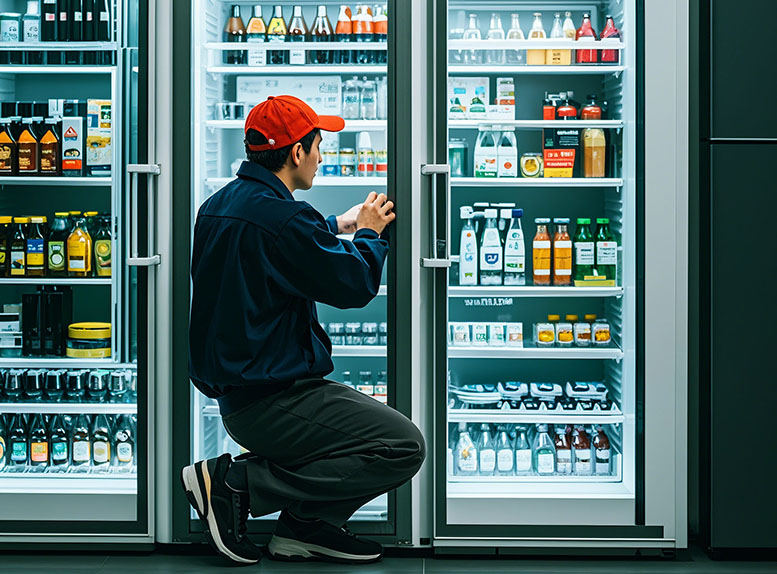 troubleshooting and repair glass door display refrigerator for groceries and supermarkets